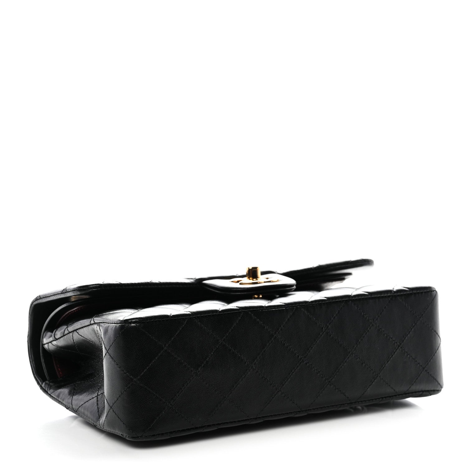 Lambskin Quilted Small Double Flap Black