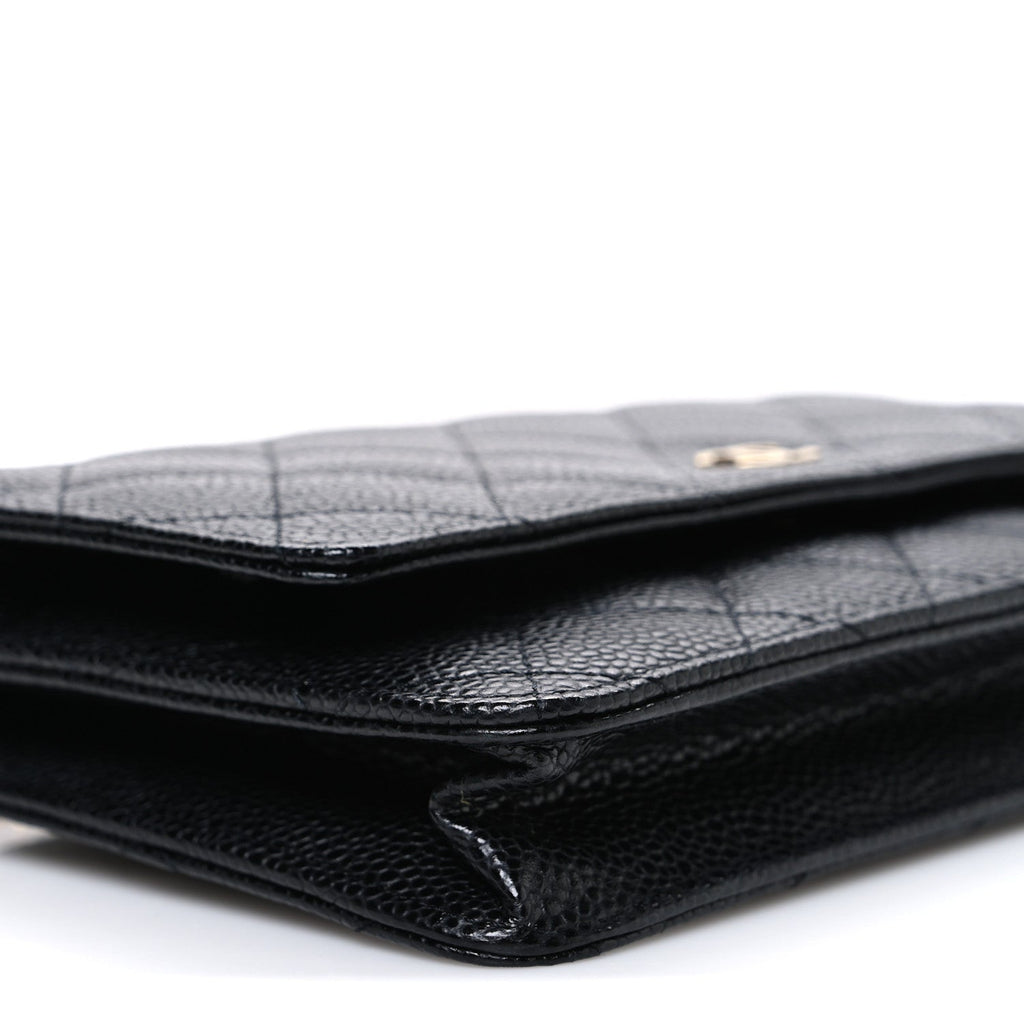Caviar Quilted Wallet on Chain WOC Black