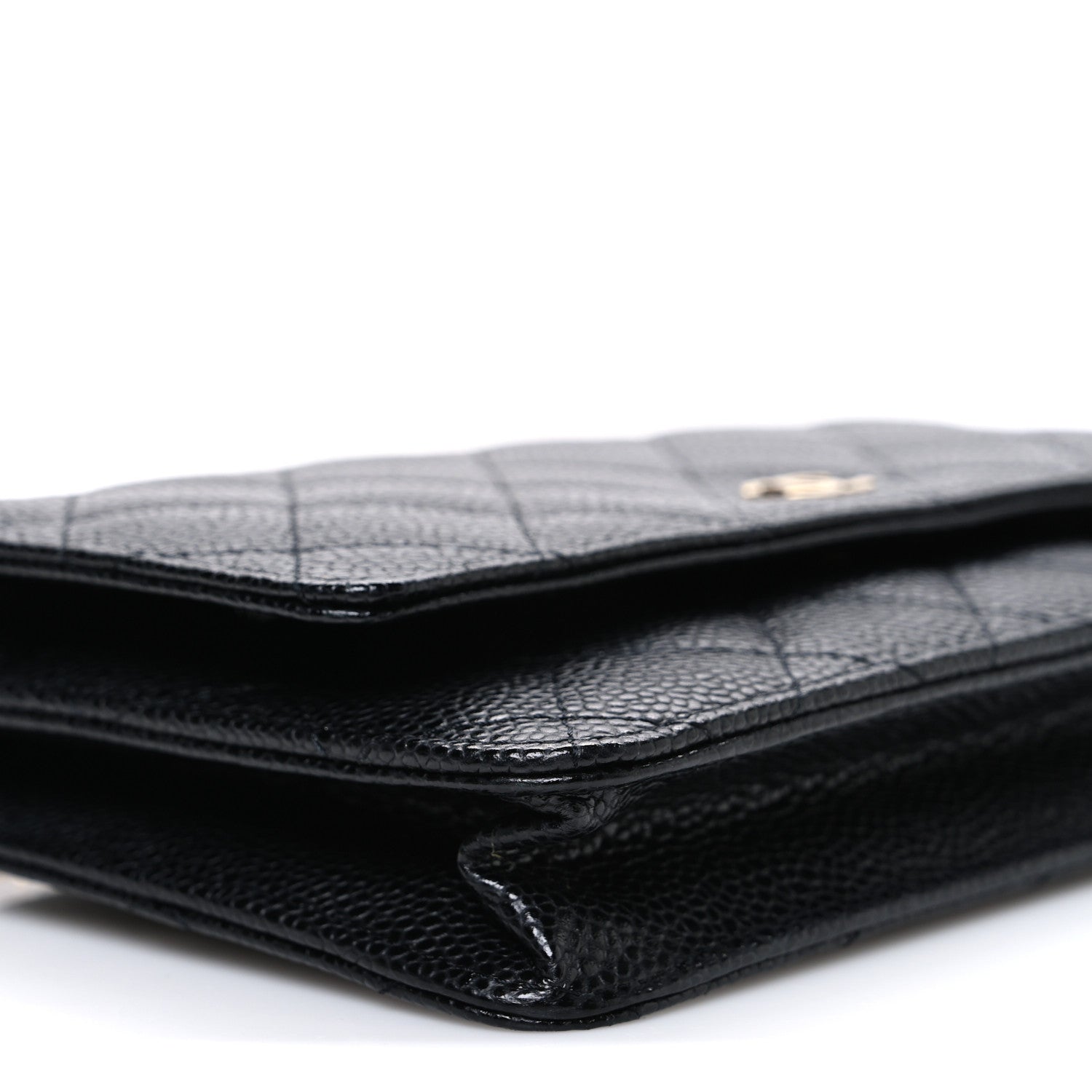 Caviar Quilted Wallet on Chain WOC Black