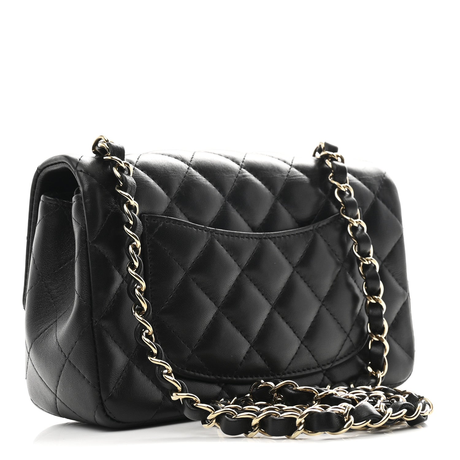 Lambskin Quilted Mini Rectangular Flap Black