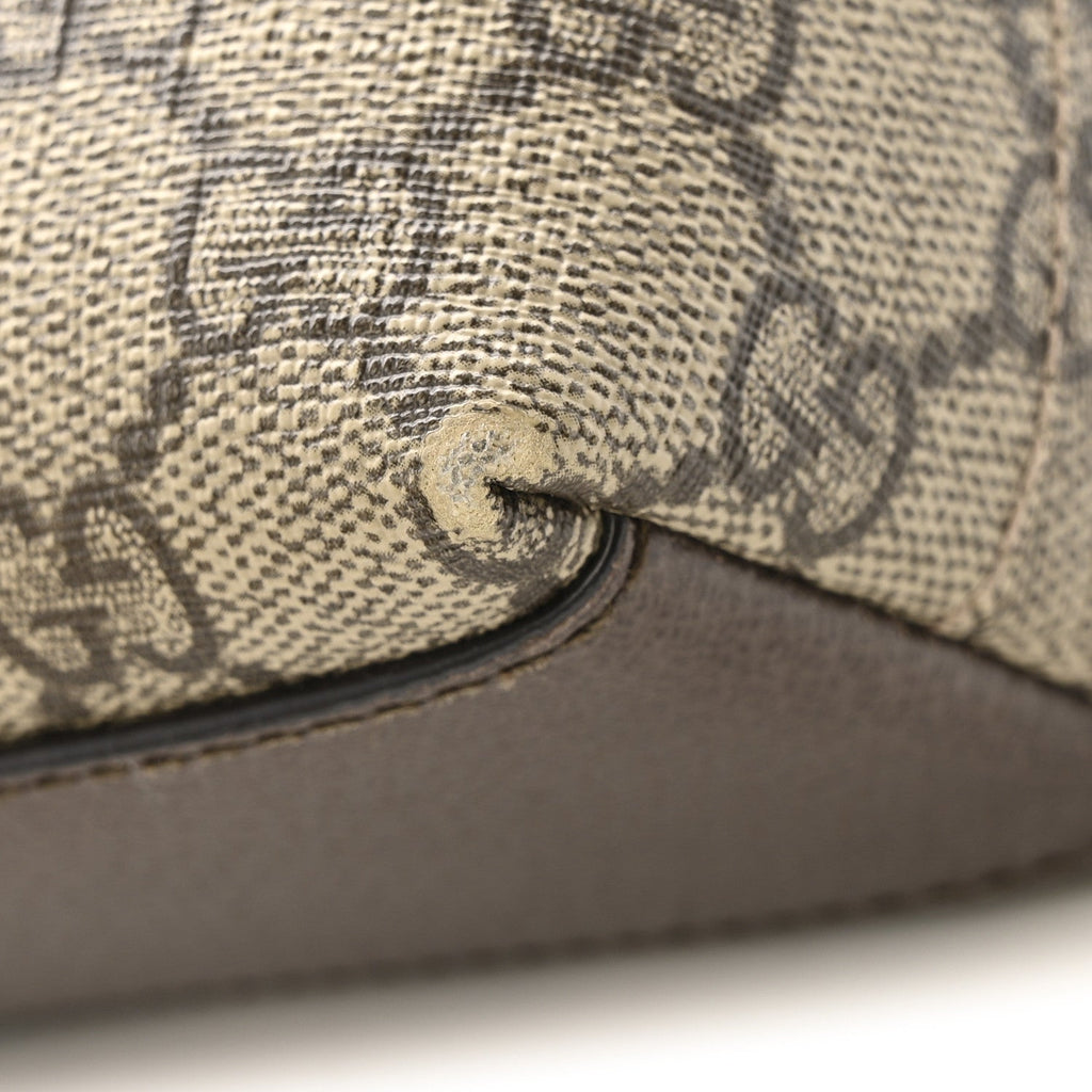 GG Supreme Monogram Textured Dollar Calfskin Web Small Ophidia Dome Shoulder Bag Beige Ebony New Acero