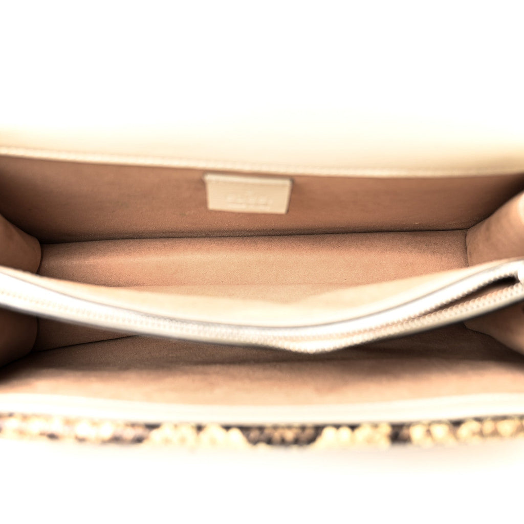 Calfskin Snakeskin Enamel Small Dionysus Shoulder Bag White Beige Electric Blue