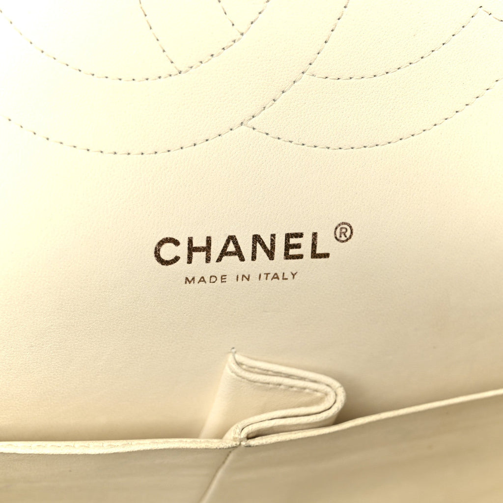 Caviar Quilted Jumbo Double Flap White