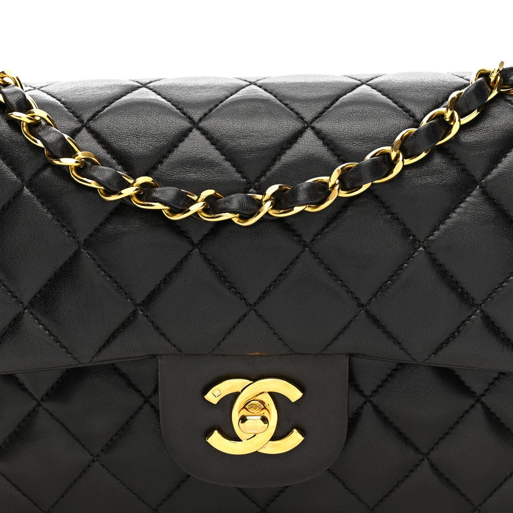 Lambskin Quilted Small Double Flap Black