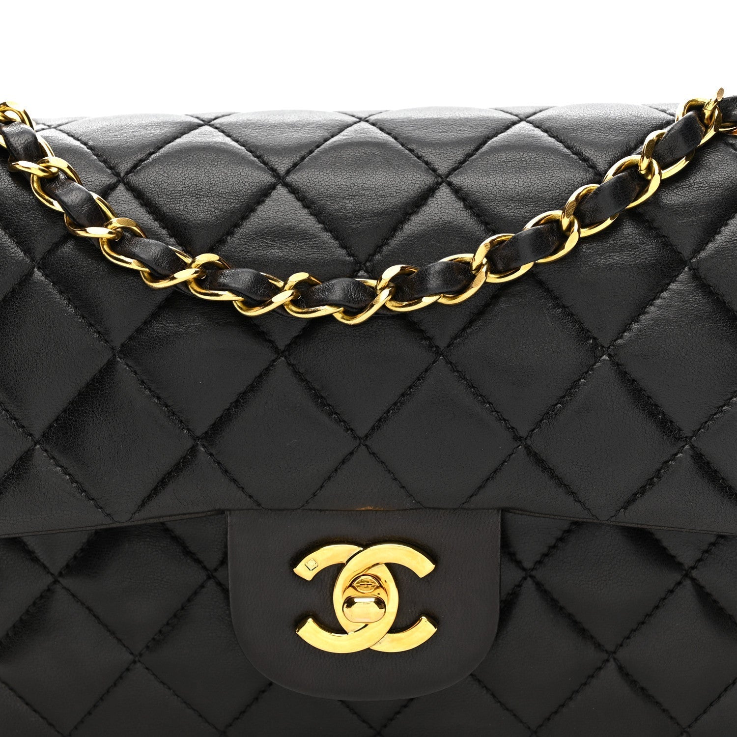 Lambskin Quilted Small Double Flap Black