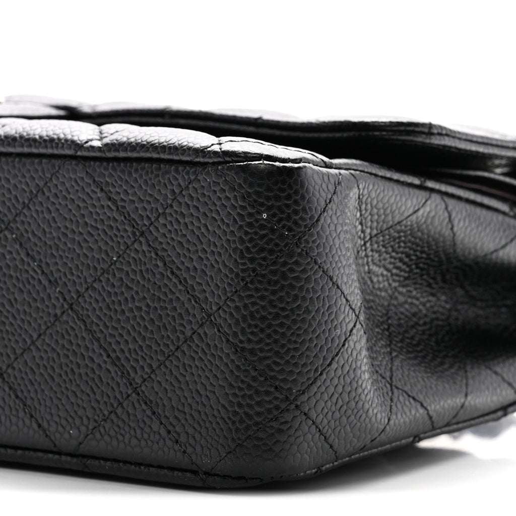 Caviar Quilted Medium Double Flap Black