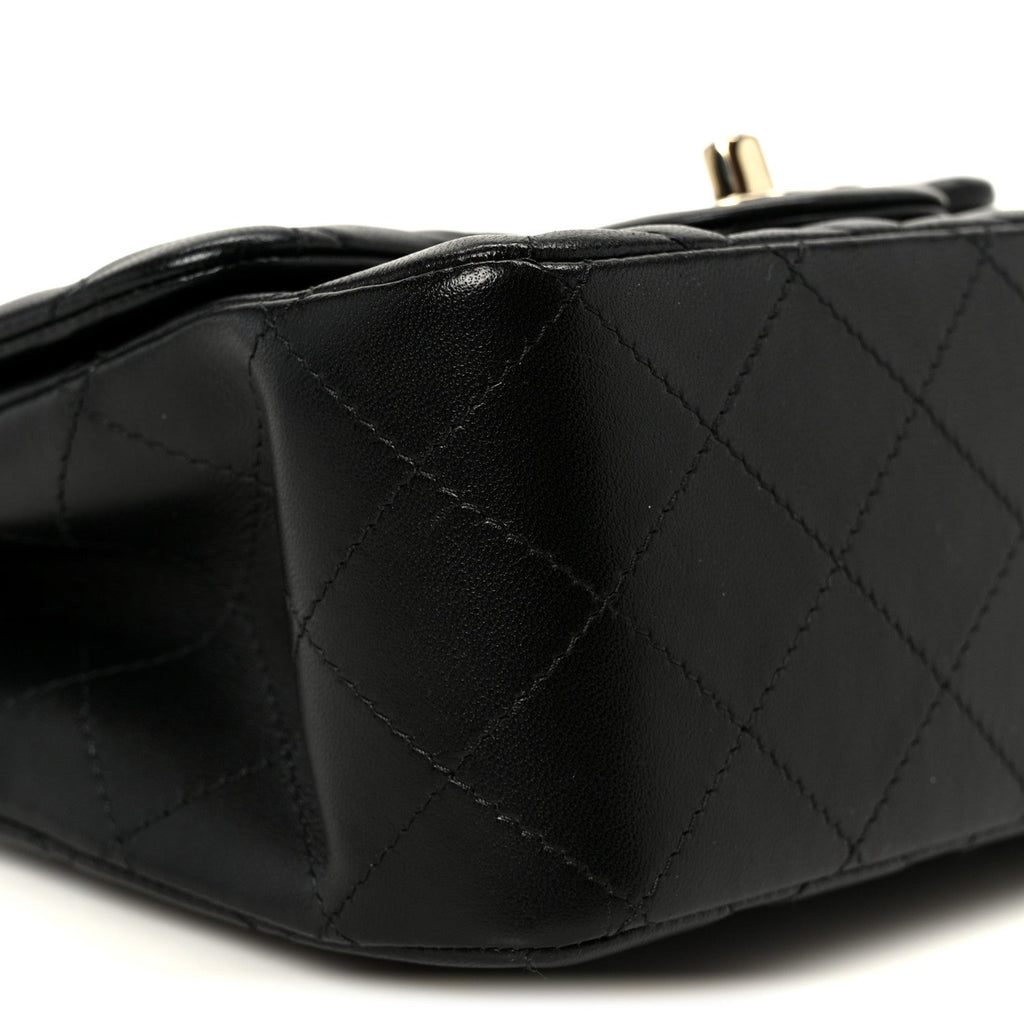 Lambskin Quilted Mini Square Flap Black