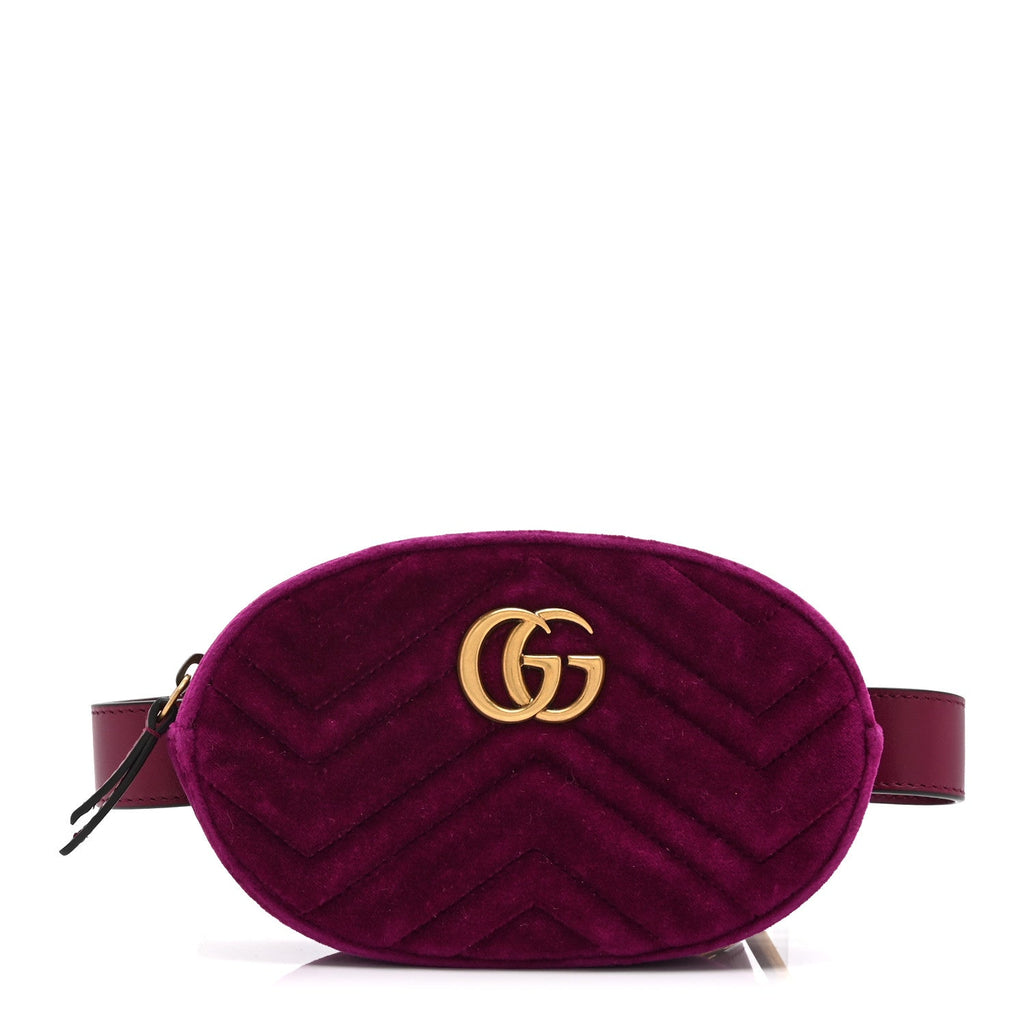 Velvet Matelasse GG Marmont Belt Bag 95 38 Fuchsia Violet Cyclamen