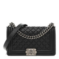 Lambskin Quilted Medium Boy Flap Black