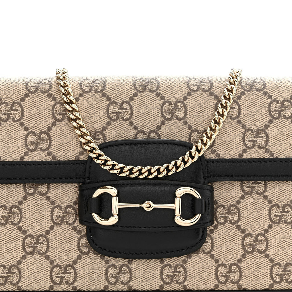 GG Supreme Monogram Azalea Calfskin Horsebit 1955 Mini Bag Beige Black