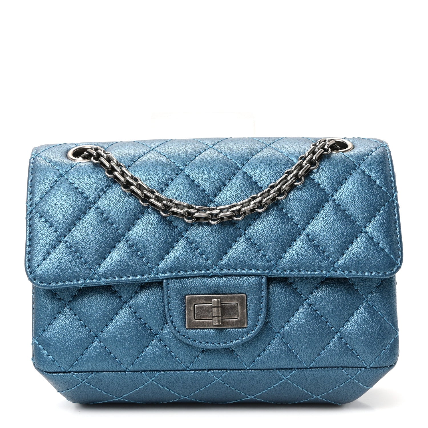 Metallic Sheepskin Quilted 2.55 Reissue Mini Flap Blue
