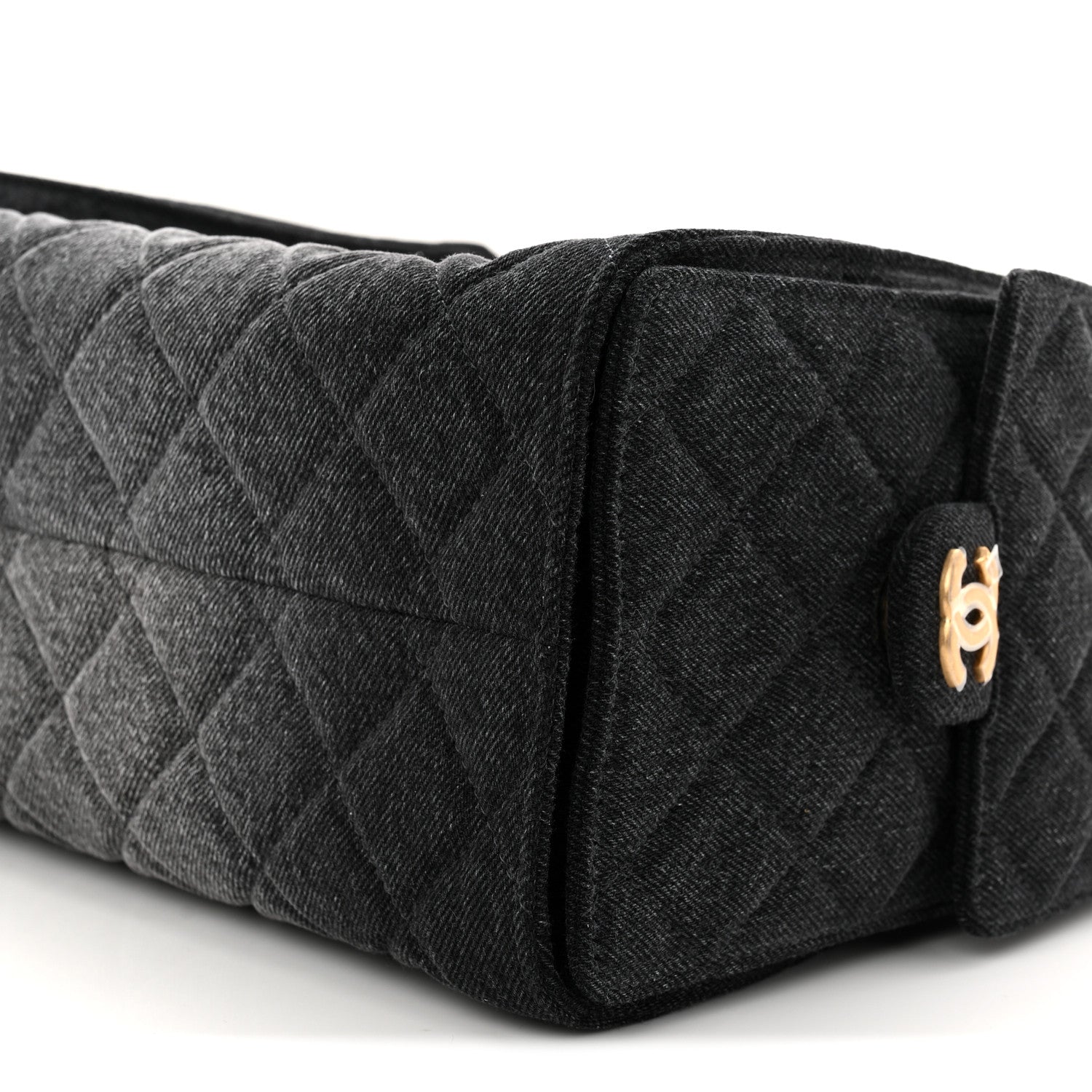 Washed Denim Quilted Small Chanel 25 Handbag Black