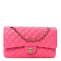 Caviar Quilted Medium Double Flap Pink