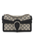 GG Supreme Monogram Textured Dollar Calfskin Small Rectangular Dionysus Shoulder Bag Beige Blue