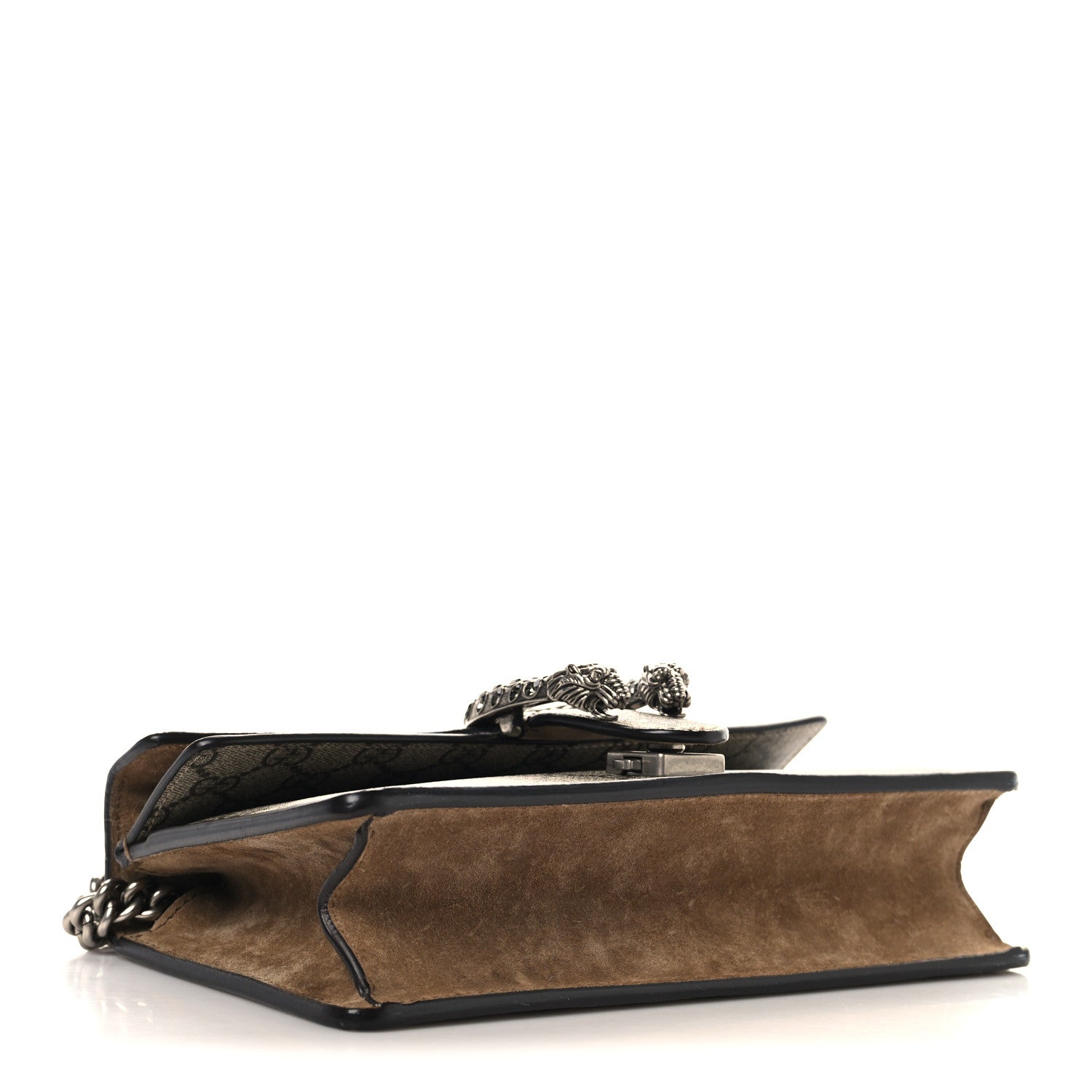 GG Supreme Monogram Suede Crystal Small Dionysus Shoulder Bag Beige Ebony Taupe