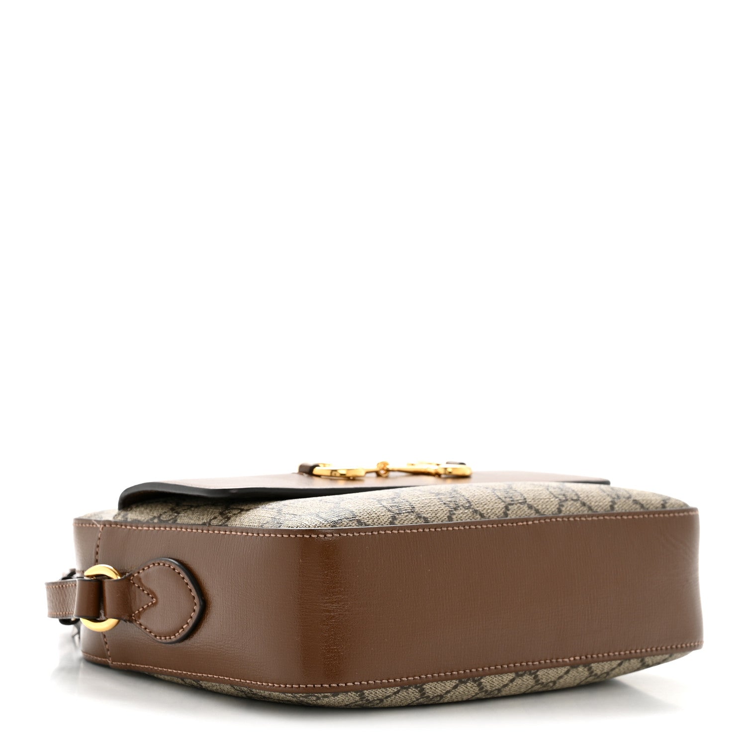 GG Supreme Monogram Small Horsebit 1955 Shoulder Bag Beige Brown Sugar