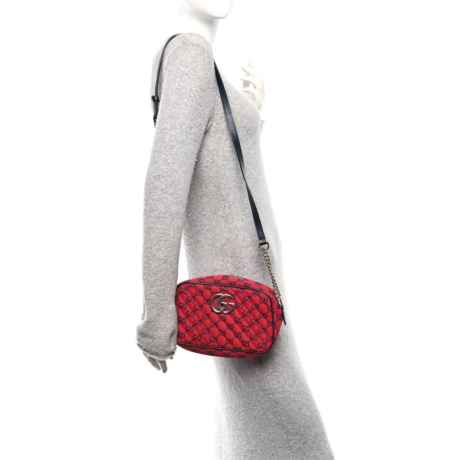 Monogram Multicolor Matelasse Diagonal Small GG Marmont Chain Shoulder Bag Red Blue