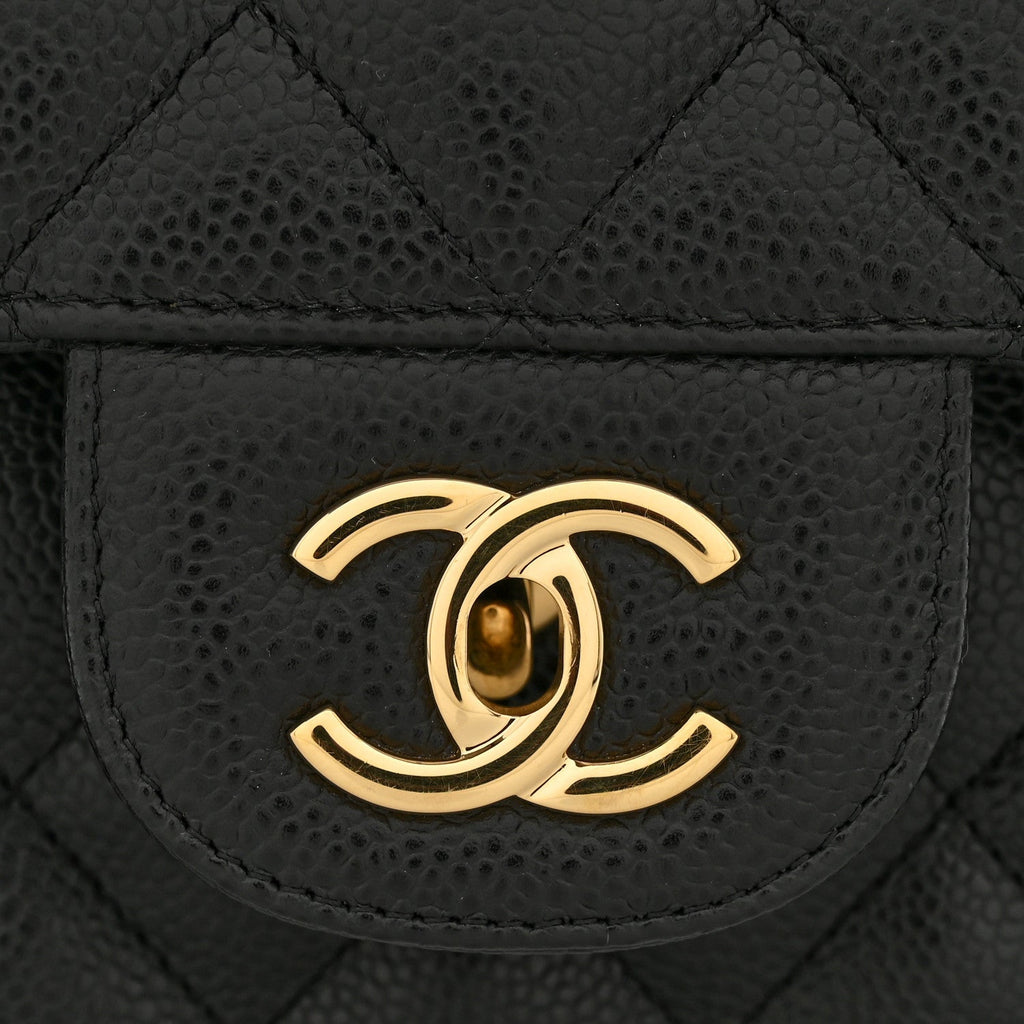 Caviar Quilted Jumbo Double Flap Black