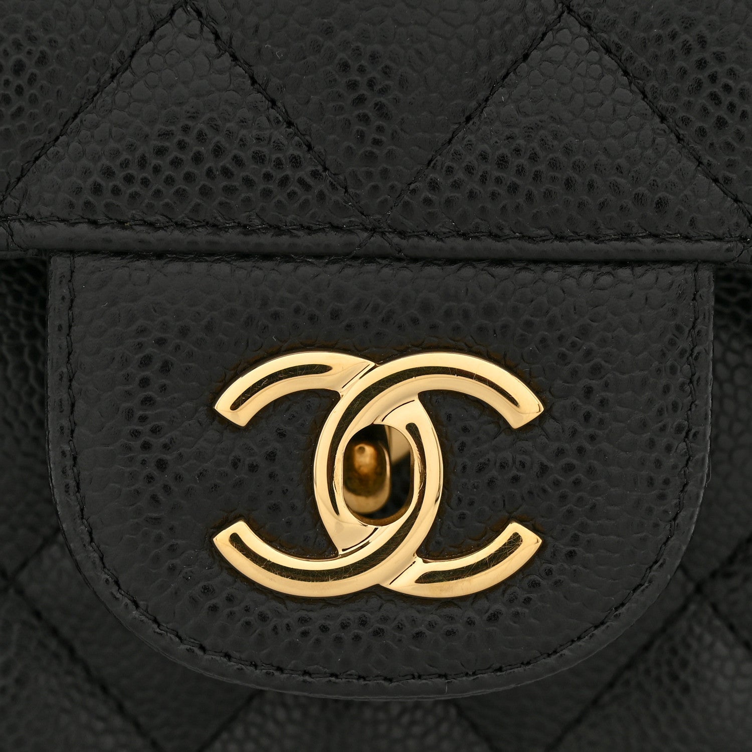 Caviar Quilted Jumbo Double Flap Black
