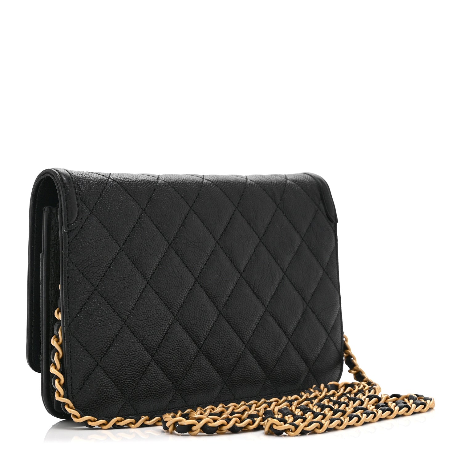 Caviar Quilted CC Filigree Wallet On Chain WOC Black