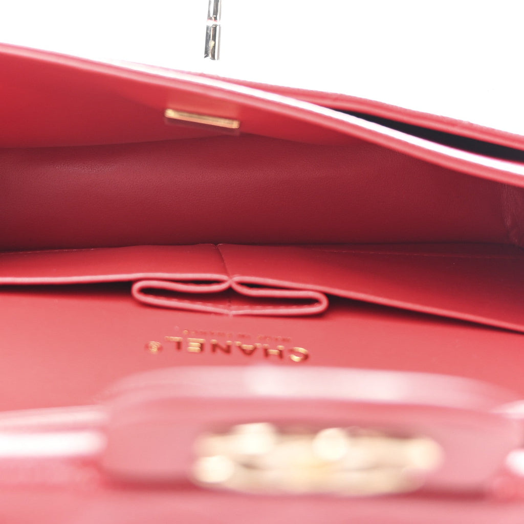 Caviar Quilted Small Double Flap Red