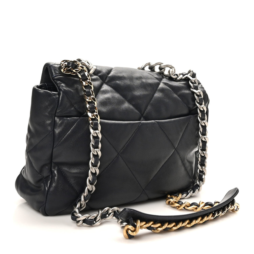 Lambskin Quilted Large Chanel 19 Flap Black