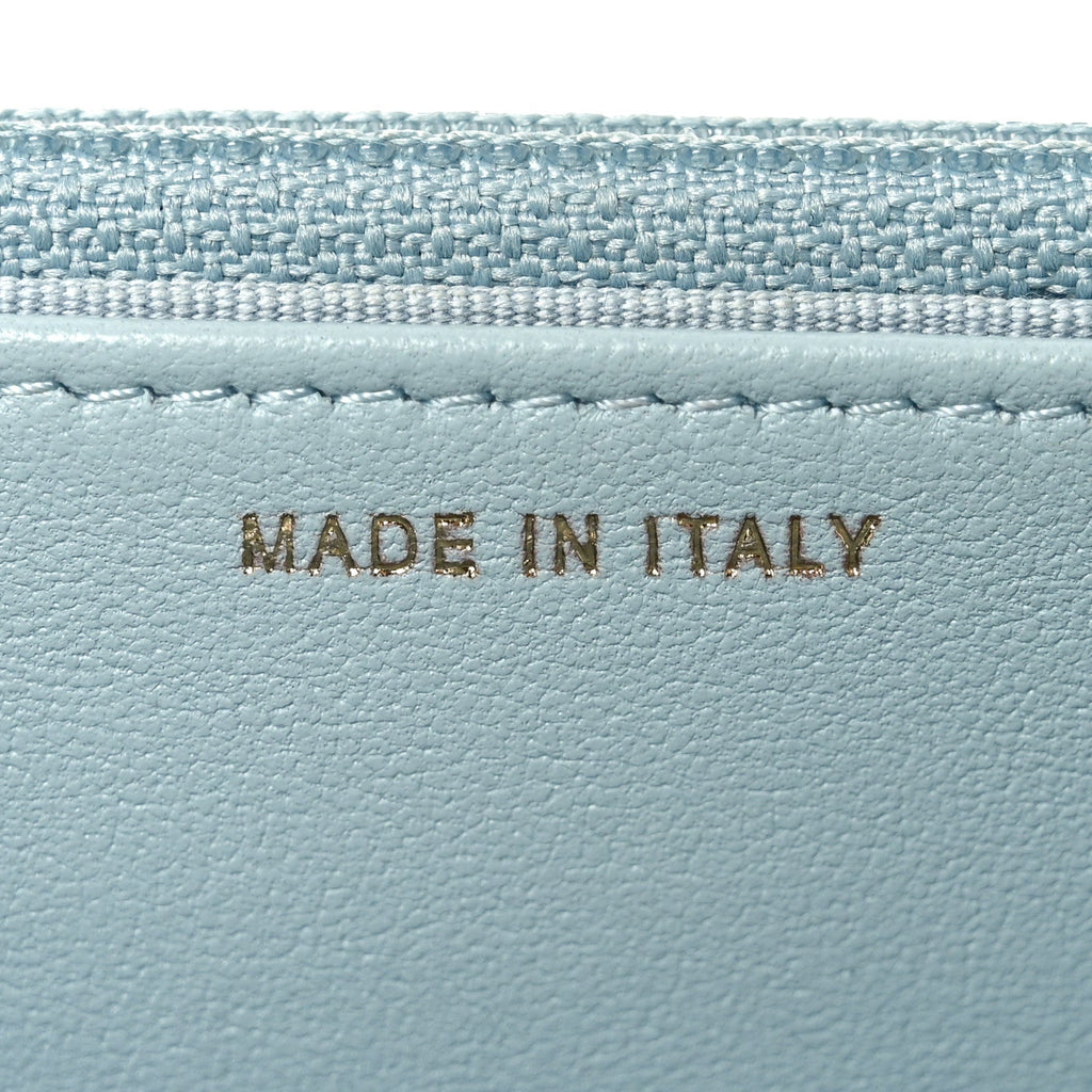 Lambskin Quilted Trendy CC Wallet On Chain WOC Light Blue