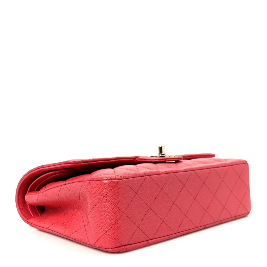 Caviar Quilted Medium Double Flap Dark Pink