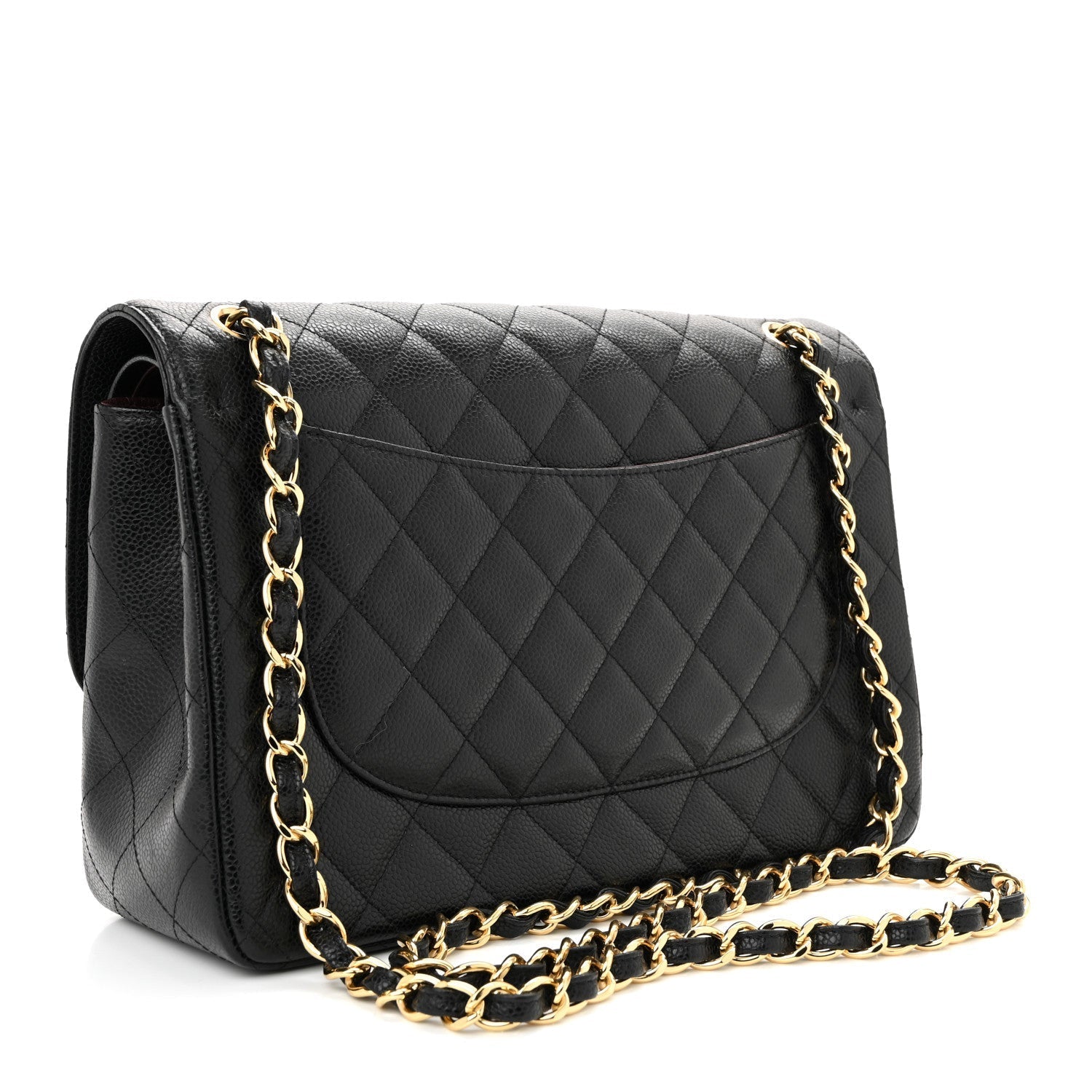 Caviar Quilted Jumbo Double Flap Black