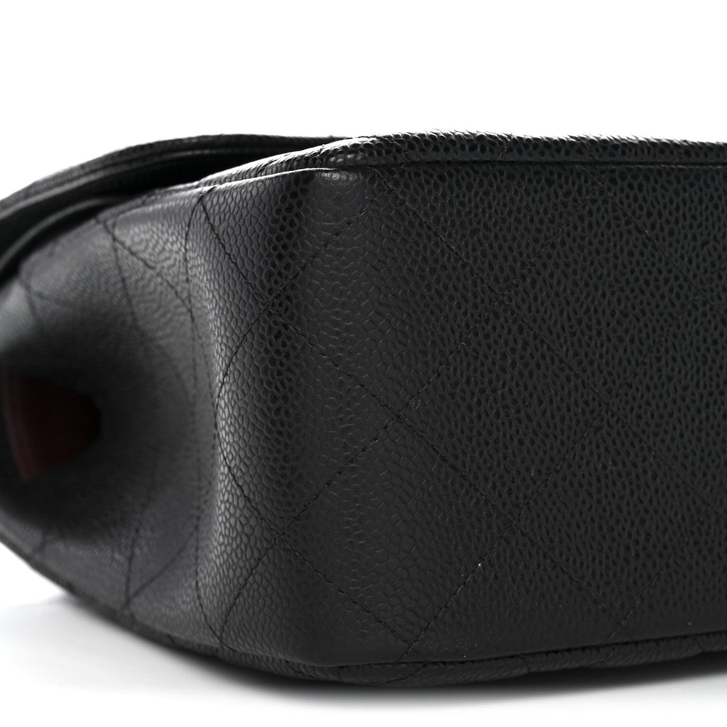 Caviar Quilted Jumbo Double Flap Black