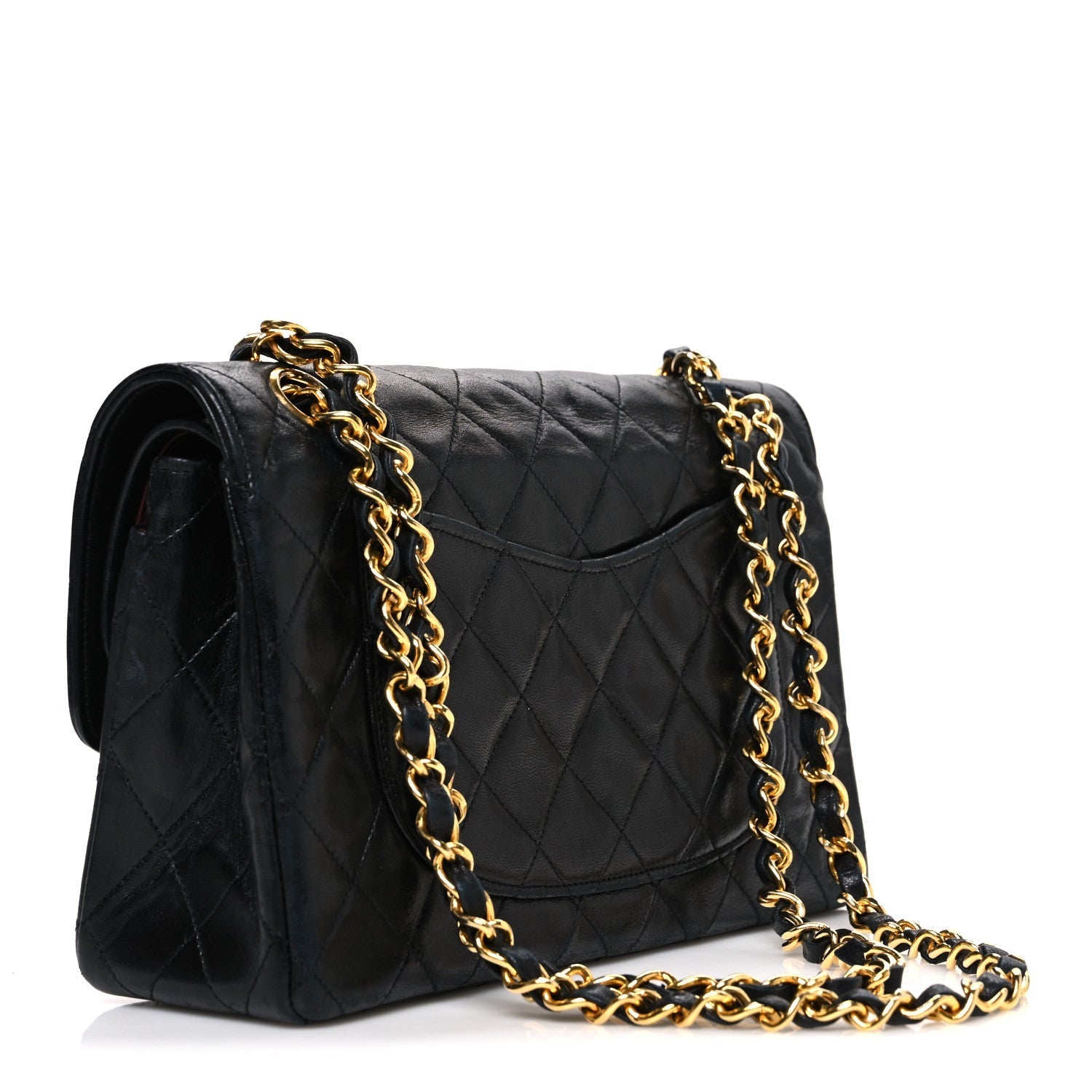 Lambskin Quilted Small Double Flap Black