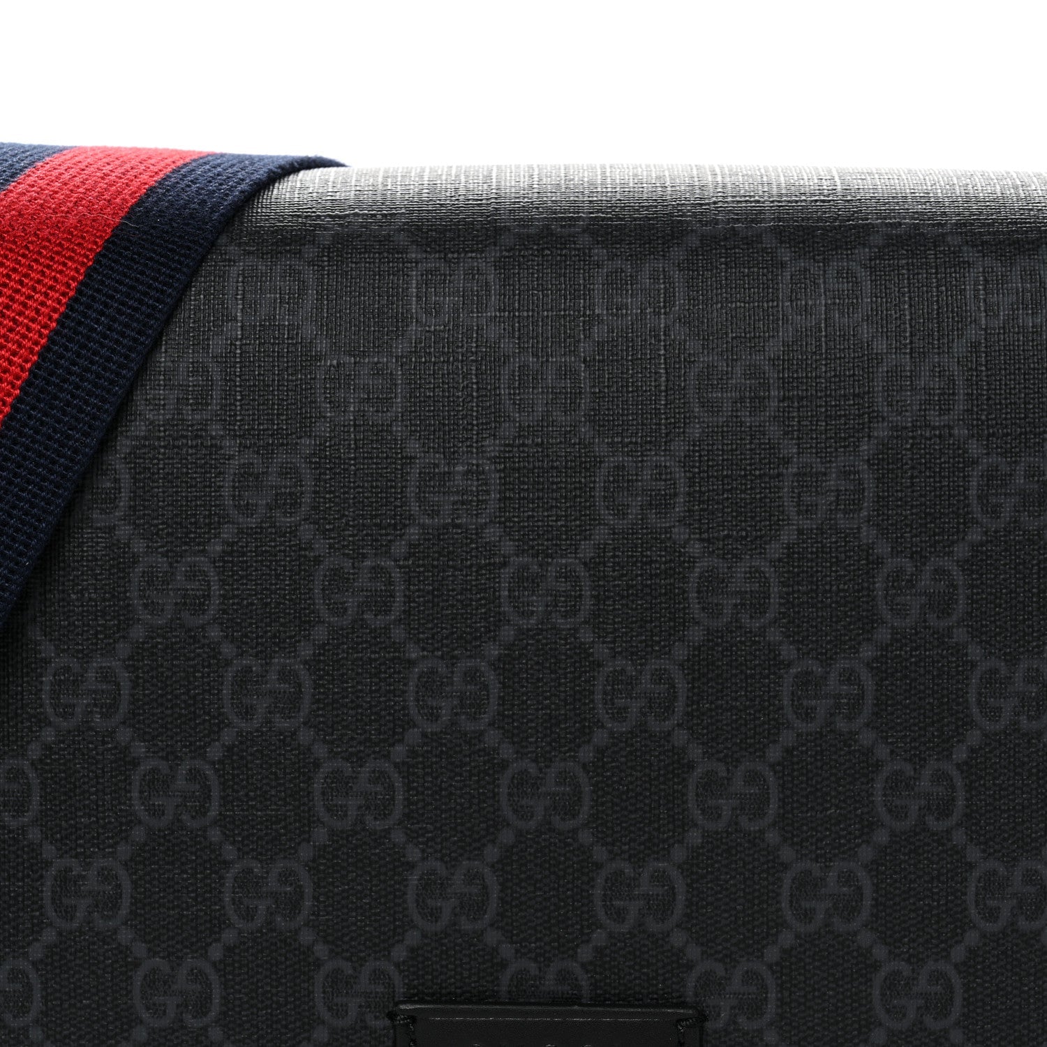GG Supreme Monogram Appia Calfskin Web Crossbody Bag Black Grey