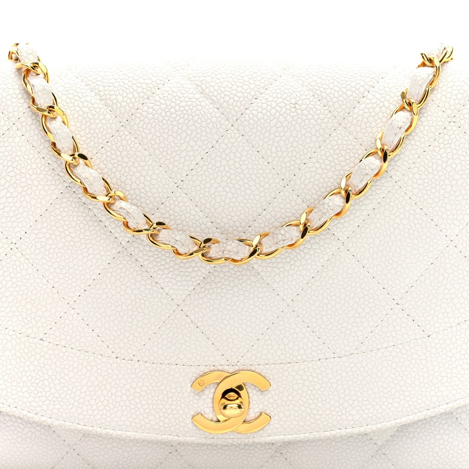 Caviar Quilted Medium Single Flap White