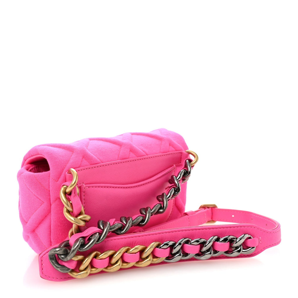 Jersey Quilted Chanel 19 Waist Bag Pink