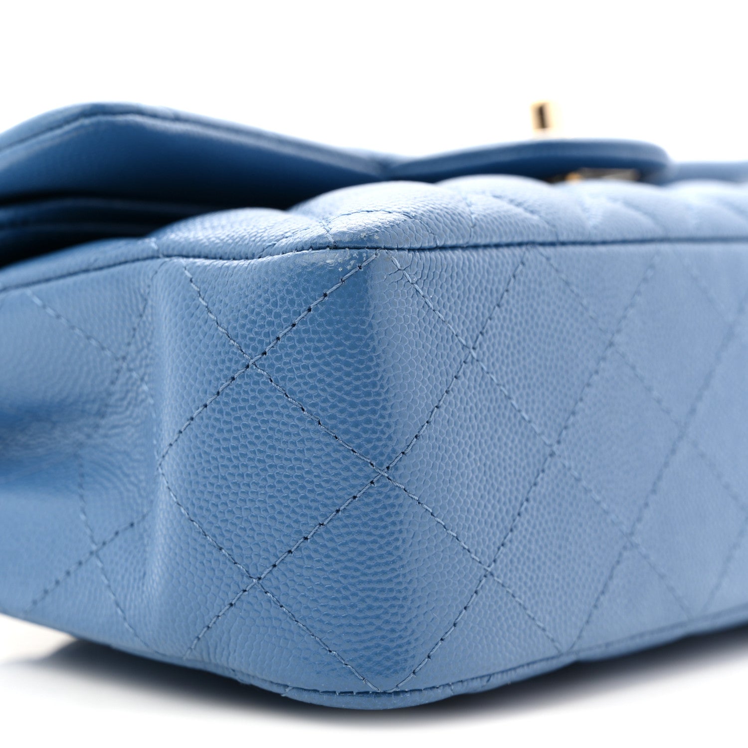 Caviar Quilted Small Double Flap Blue