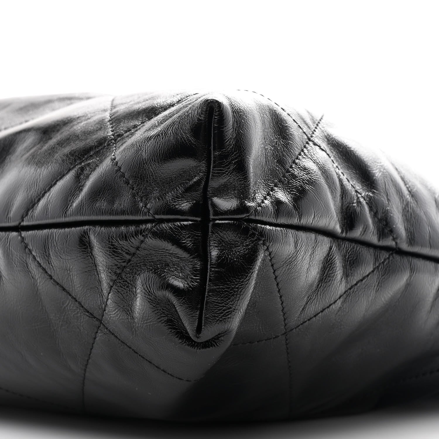 Glazed Calfskin  Quilted Small Chanel 22 Black