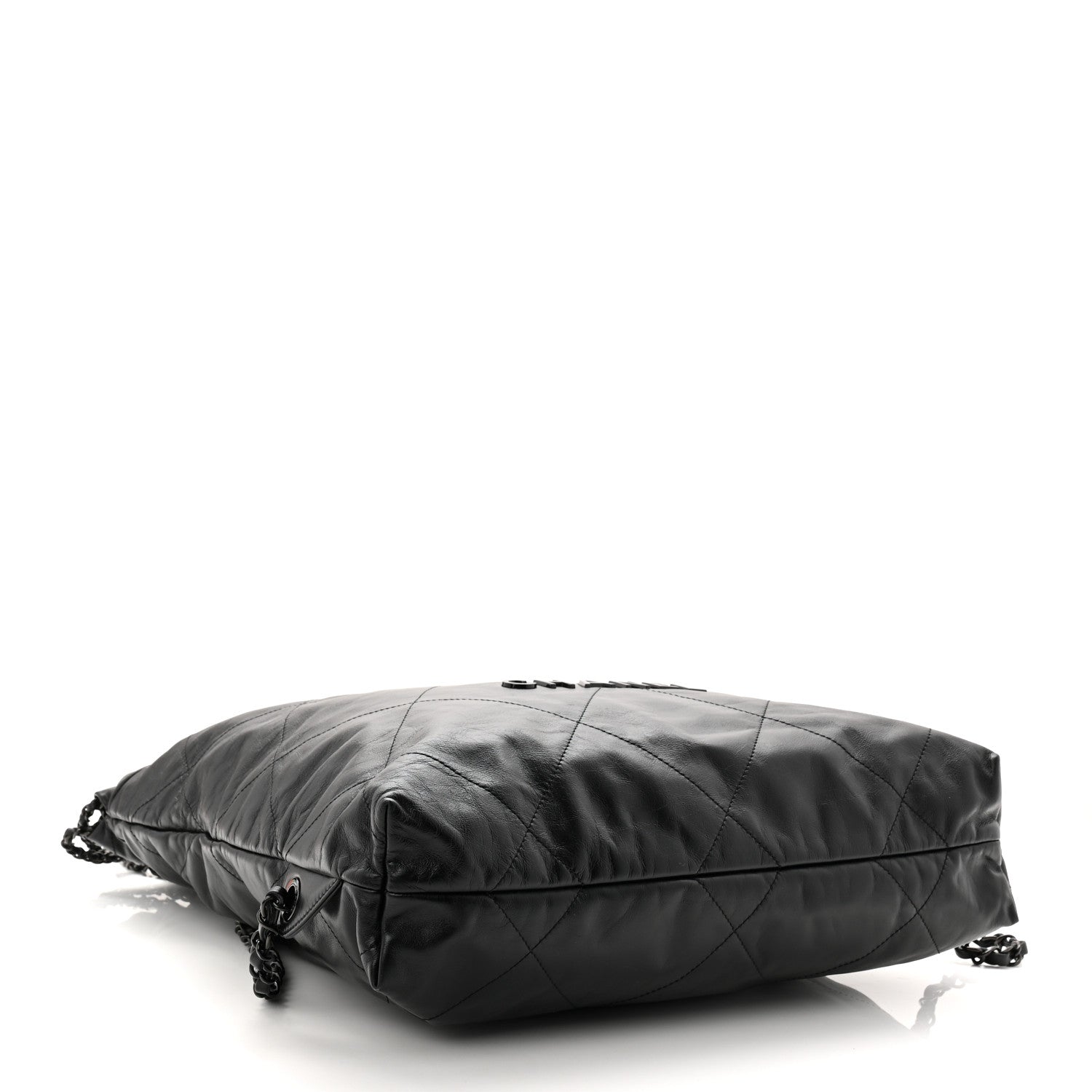 Shiny Calfskin Quilted Chanel 22 Backpack So Black