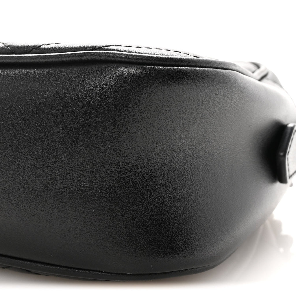 Calfskin Matelasse Monochrome Small GG Marmont Chain Shoulder Bag Black