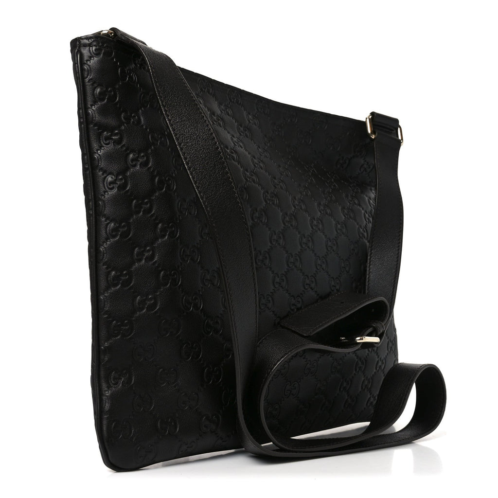 Guccissima Medium Flat Messenger Bag Black