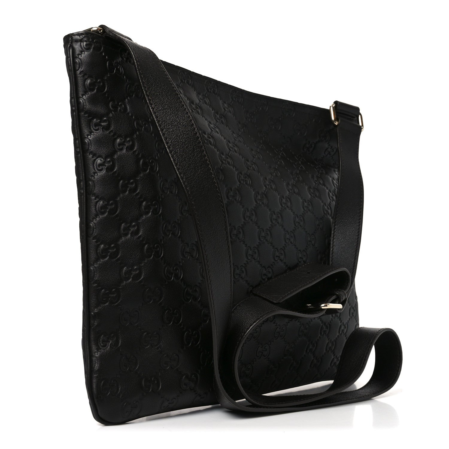 Guccissima Medium Flat Messenger Bag Black
