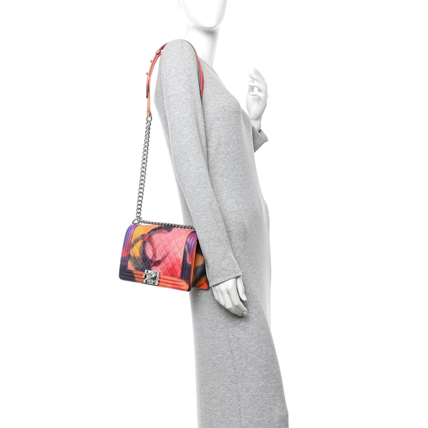 Printed Lambskin Quilted Medium Flower Power Boy Flap