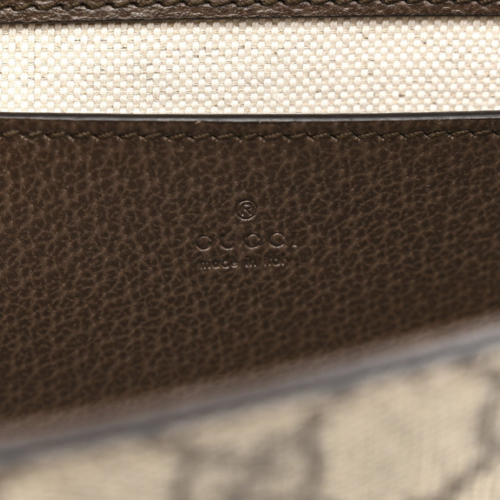 GG Supreme Monogram Textured Dollar Calfskin Web Mini Ophidia Envelope Shoulder Bag Beige Ebony New Acero