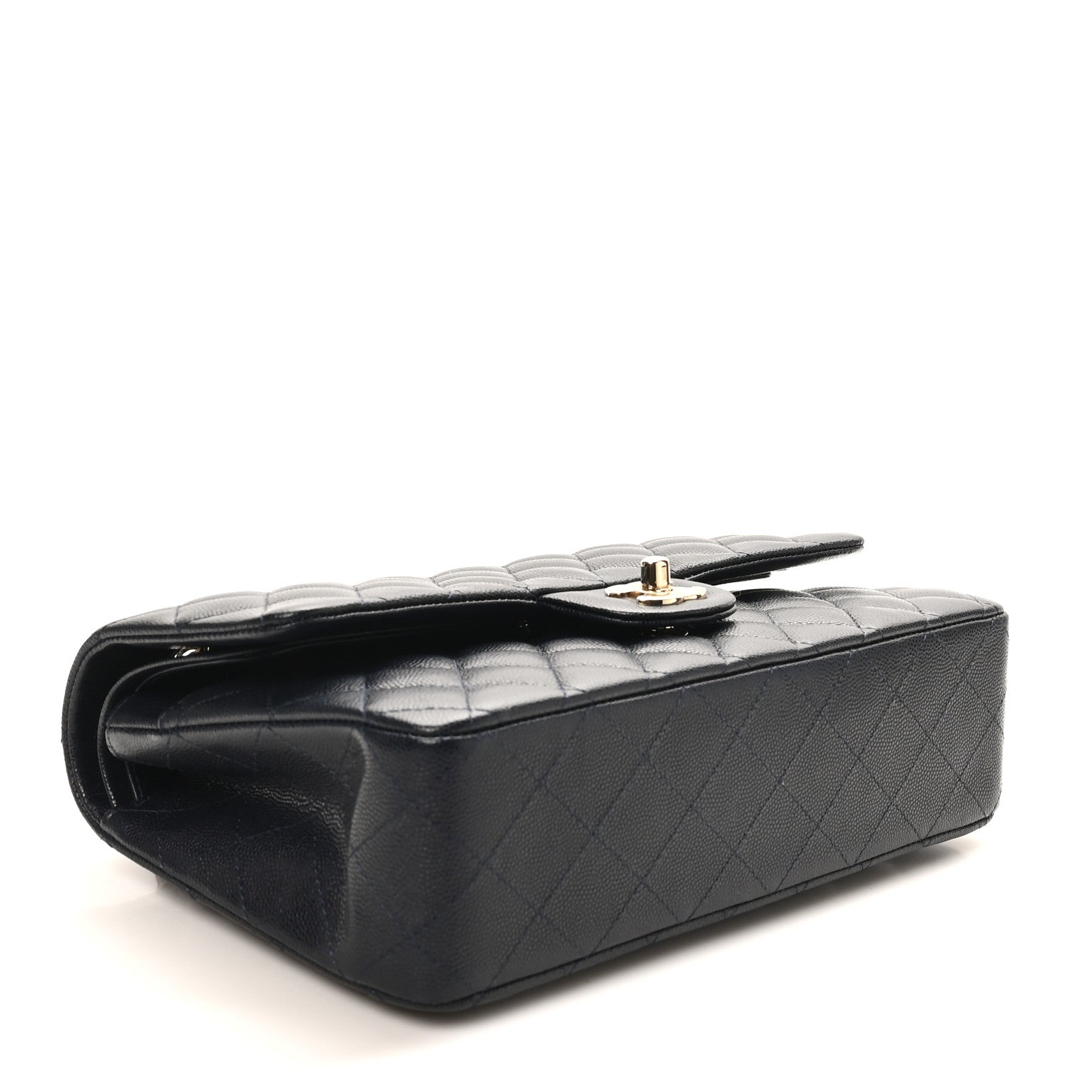 Caviar Quilted Medium Double Flap Navy