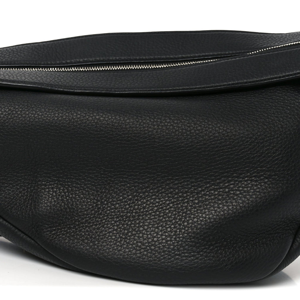 Grained Calfskin Large Slouchy Banana Bag Black