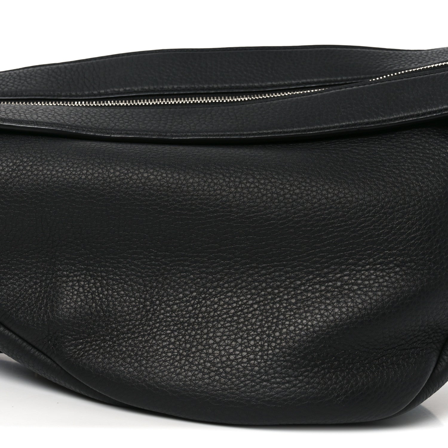 Grained Calfskin Large Slouchy Banana Bag Black