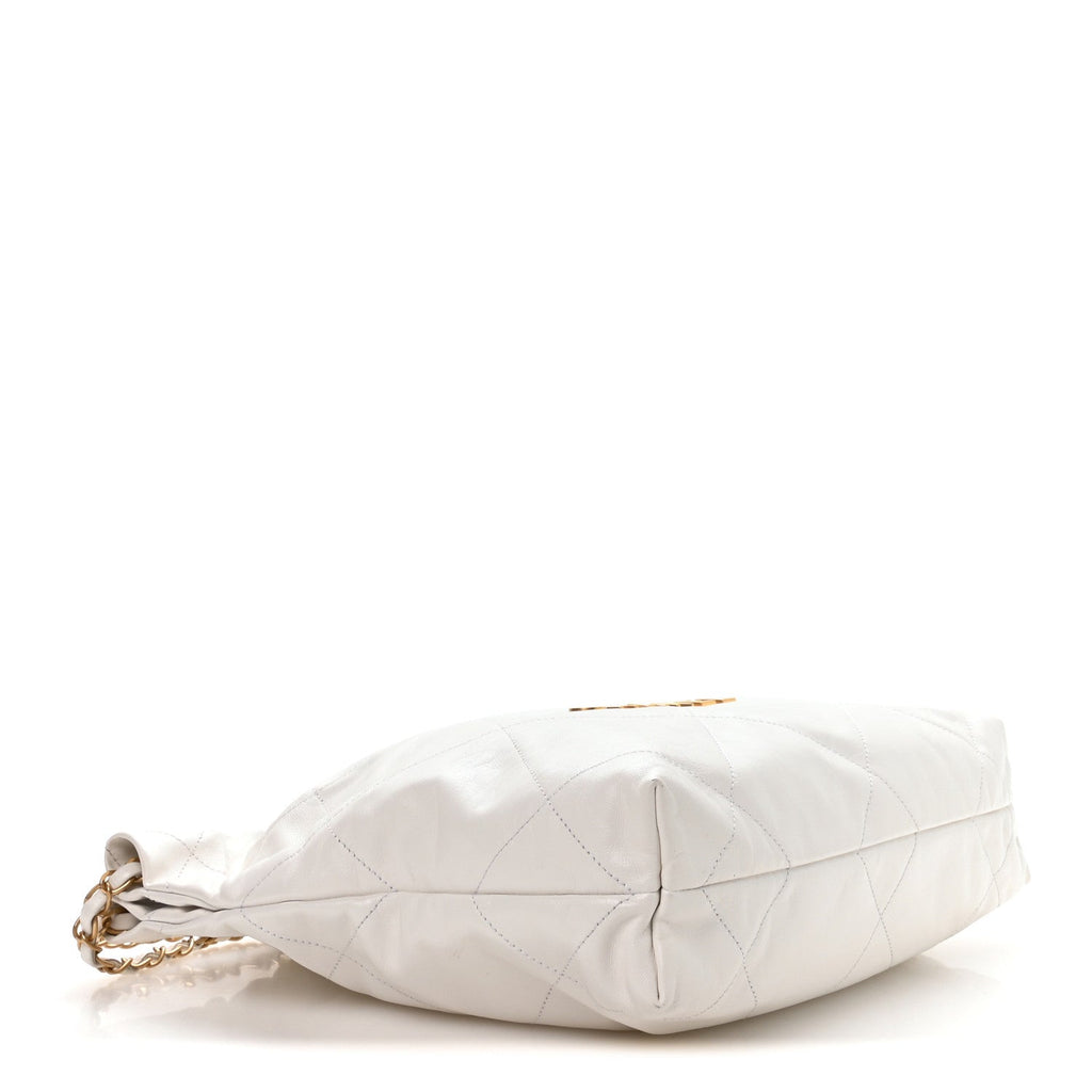 Shiny Calfskin Quilted Small Chanel 22 White