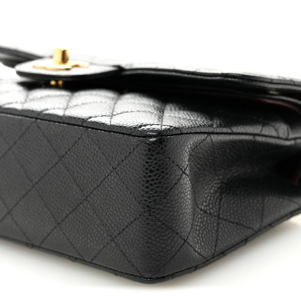 Caviar Quilted Small Double Flap Black