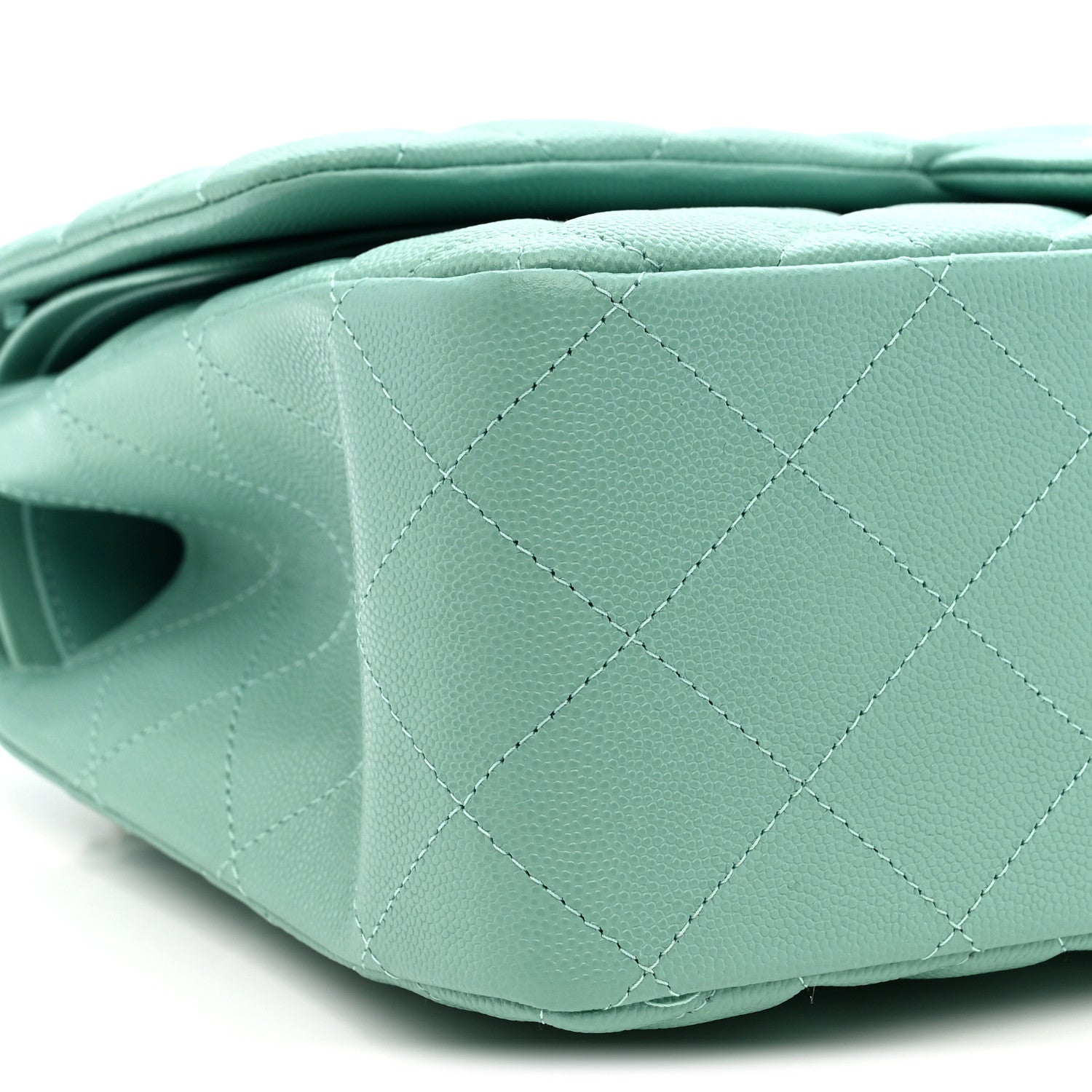 Caviar Quilted Jumbo Double Flap Light Green