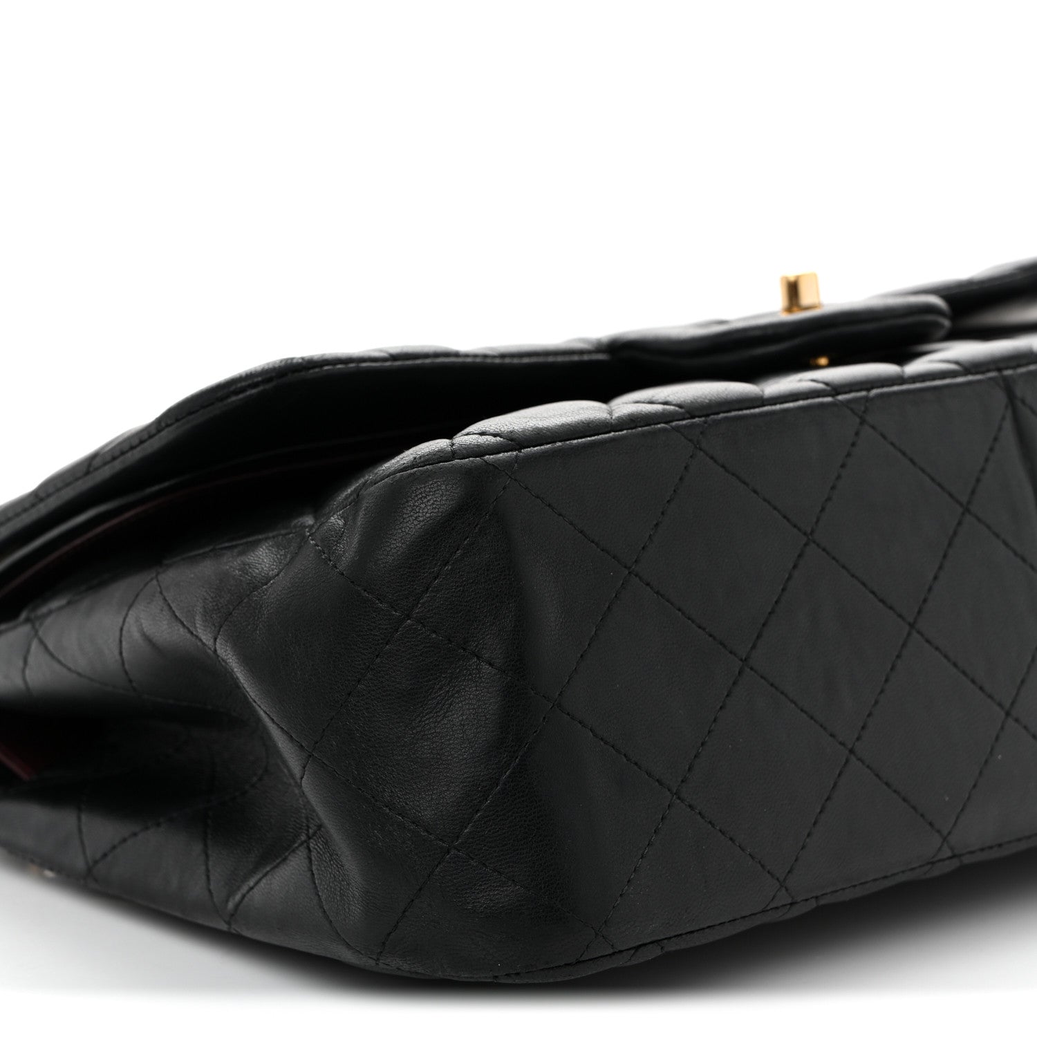 Lambskin Quilted Jumbo Double Flap Black