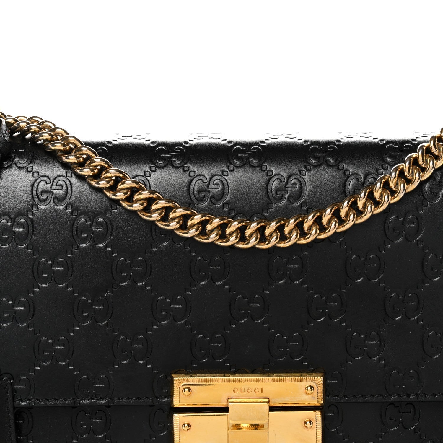 Guccissima Medium Padlock Shoulder Bag Black